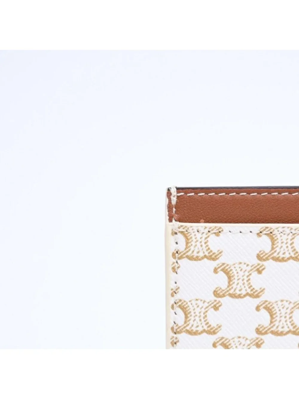 Celine Card Case Triomphe Canvas Brown White